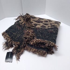 INC International Concepts one size shawl brown animal print leopard sequin